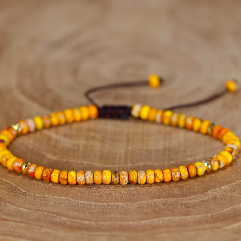 Orange Sea Sediment Jasper Tiny Bead Healing Meditation Chakra Dainty Bracelet
